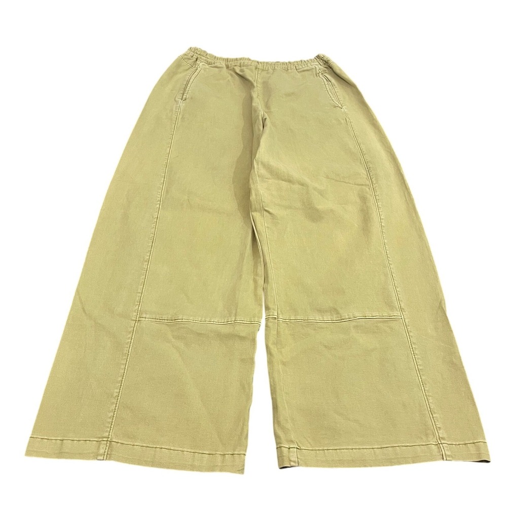 Pilcro Pants Womens MT Green Canvas Wide Leg Pull On Elastic Waist OB1934103